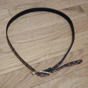 Leopard Print Slim Belt with Gold Buckle